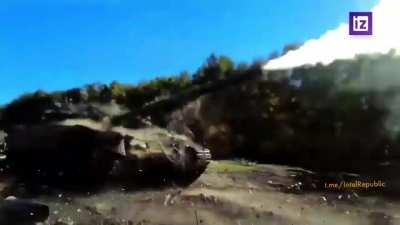 ru pov. Tank shoot using a drone as spotter
