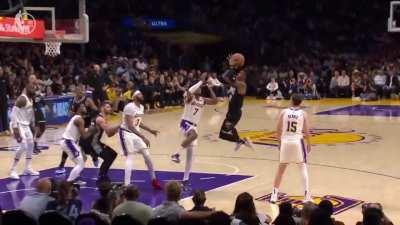 [Highlight] Morant and Dillion Brooks take turns getting stuffed by Lakers