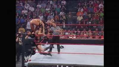 Victoria crotched on the turnbuckle by Ashley