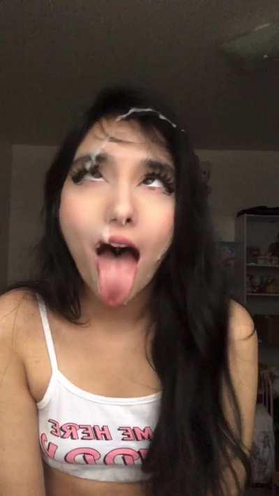 Cute Pakistani girl Hina makes a mess of her Ahegao face (insta @hinawynne)