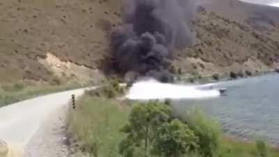 The way the boat puts out the fire