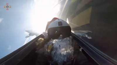 Ukrainian Mig-29 pilot in Santa costume firing missiles at Russian targets