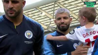 Throwback to when Brighton's mascot planted a kiss on Sergio Aguero before kick-off He also happened to be Anthony Knockaert's son