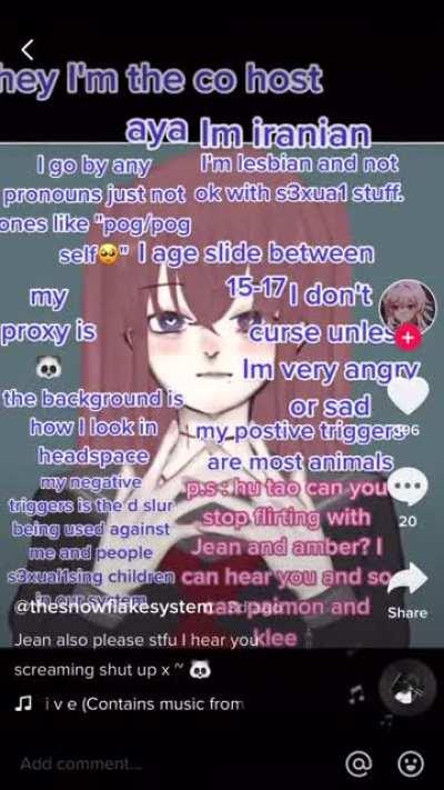 Multiple Genshin, dsmp and anime fictives, basically all have neopronouns, one of them has “ocd” because they capitalise their ‘e’s? The person is 12-16.