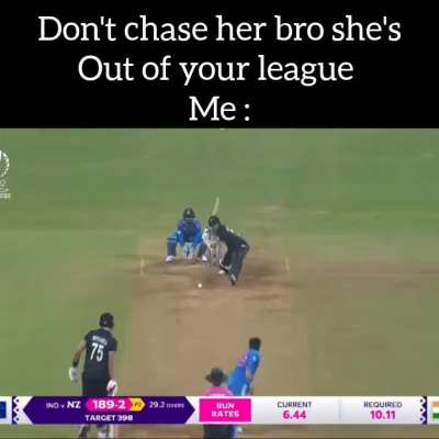 Bro went out to chase 400 in a world cup semi final and he almost did.