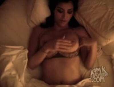 Whipping out her bare tits