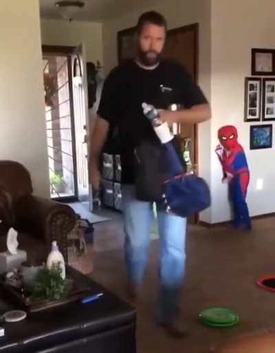 Kid tries to scare his dad using his spider senses