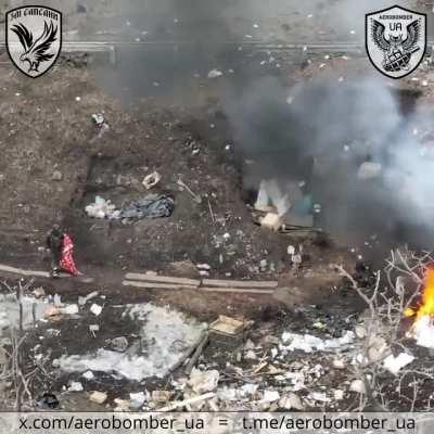Ukrainian drone from the Aerial Recon Unit of the 30th Mechanized Brigade destroys ruzzian garbage department
