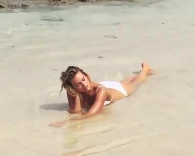 Margot showing off her Goddess Beauty in her White Bikini.