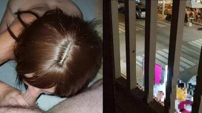 Completely naked at a tourist hotspot, sucking off hubby