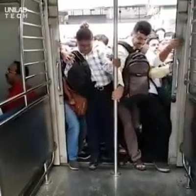 People getting on the train