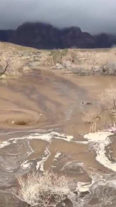 Whirlpools forming after heavy rains in the deserts around Las Vegas