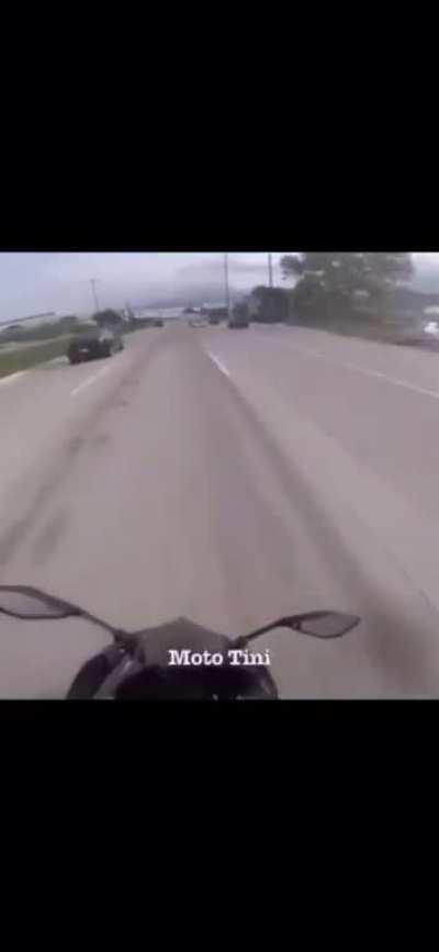 Idiot biker gets the karma
