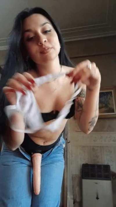 I brought you some panties to wear, while I use your hole as a sex toy