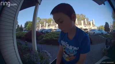 My grandson had trouble returning from a walk with the dog.