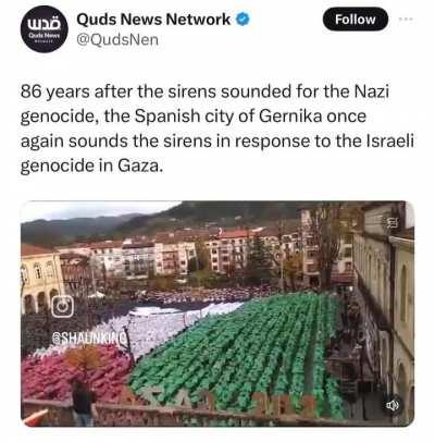 86 years after Nazi sirens, Gernika echoes sirens for the Israeli Gaza genocide.