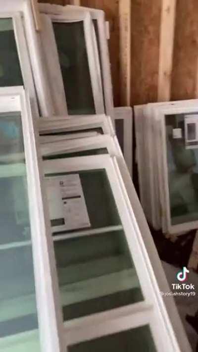 Heater left overnight to combat cold, melts thousands of dollars worth of windows. Credit: josiahstory19 on TikTok