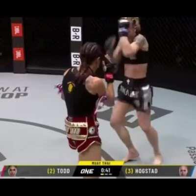 Janet Todd with a phenomenal elbow off the combination.