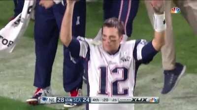 1 day until kick-off: Dont'a Hightower tackles Marshawn Lynch to set the stage for Malcolm Butler to make the greatest play in NFL history, intercepting Russell Wilson on the goal line and returning it 1 yard to win Super Bowl XLIX