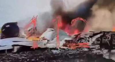 TU-22 crash site. One pilot dead, one missing, two ejected apparently.
