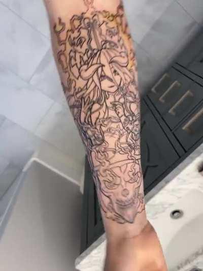 Started my overlord half sleeve tattoo yesterday