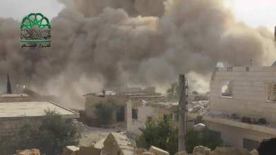 Islamic Front detonates a massive tunnel bomb to begin a general assault on a Syrian Army checkpoint - al-Dahrouj, Idlib - 10/14/2014