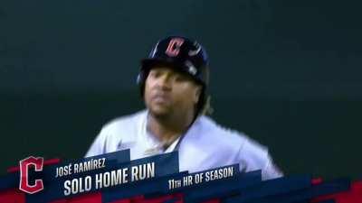 [Highlight] [Highlight] Jose Ramirez destroys his 11th homer of the year to make it a one run ballgame. Leads AL 3B in OPS yet is only 9th in ASG voting at position