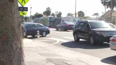 LA News crew does a story about the most dangerous intersection in the area and witnesses an accident live.