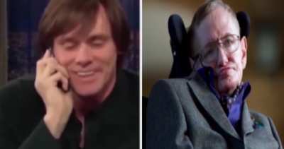 jim carrey talking about the first time he spoke with stephen hawking and how they immediately became friends