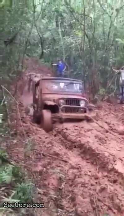 Winch cable to the face.