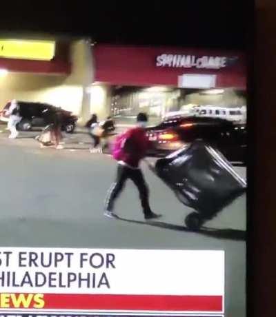 Black man killed by police? Time to peacefully protest a washer or dryer!