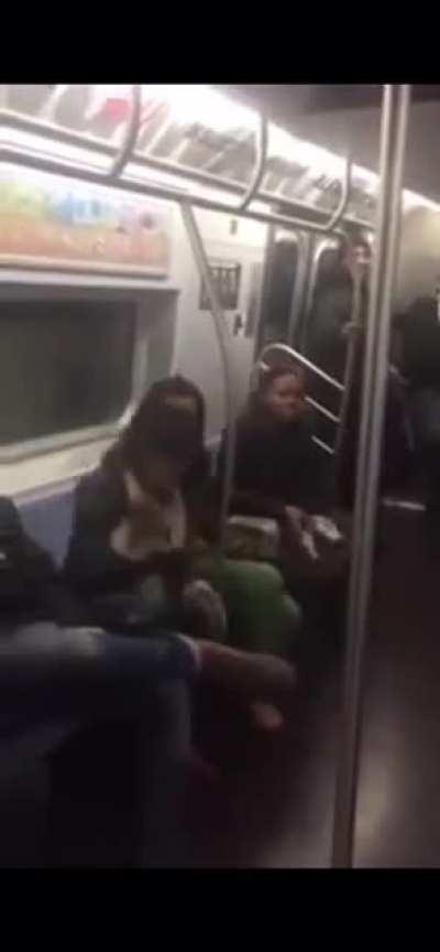 Woman gets hit back in the train