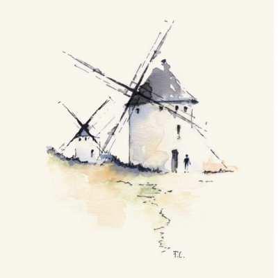 Spanish Giants, Me, Watercolor+ink+procreate, 2022