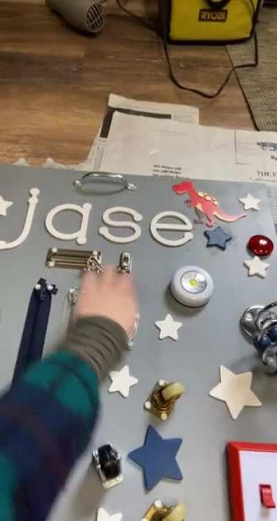 I made a busy board for my boyfriend’s nephew and I thought the parents of this sub would appreciate it! He’s 2.