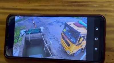 The Chinese driver did not set the parking brake.  causing the car to start moving when he got out of the car