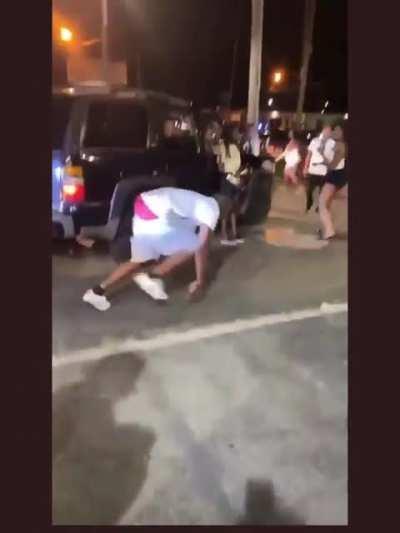 Trying to sucker punch a girl while running at full speed.