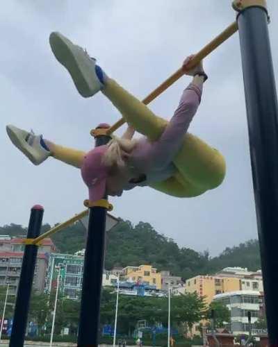 Don't know how she's smiling and so happy. Seems like that would hurt.