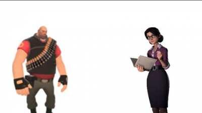 scout kisses a woman (from the hit game Half Life)