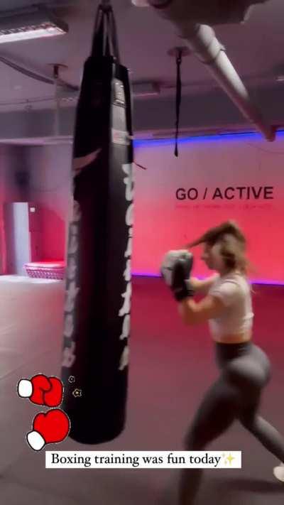 Enji practicing boxing