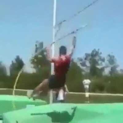 When the coyote tries to jump a wall