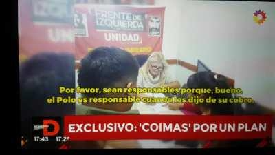 Puntera del polo Obrero exigiendo dinero por planes. Pitrola lo justifica.