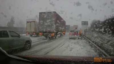 That's why you get far away from the car during traffic jam on highway when it snows.