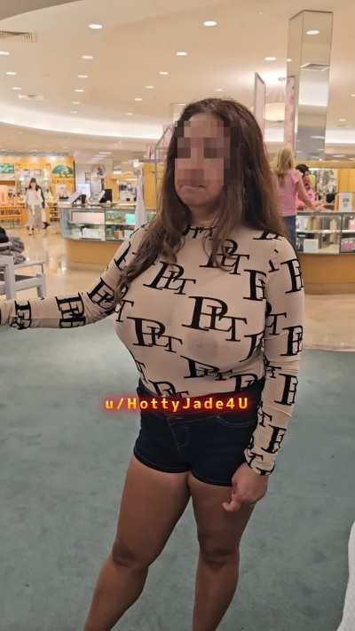 My titties in SHEER while shopping