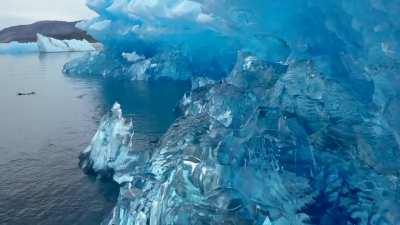 The different shades of blue of this iceberg