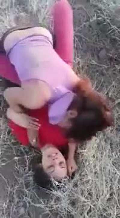 lady in red gets beat