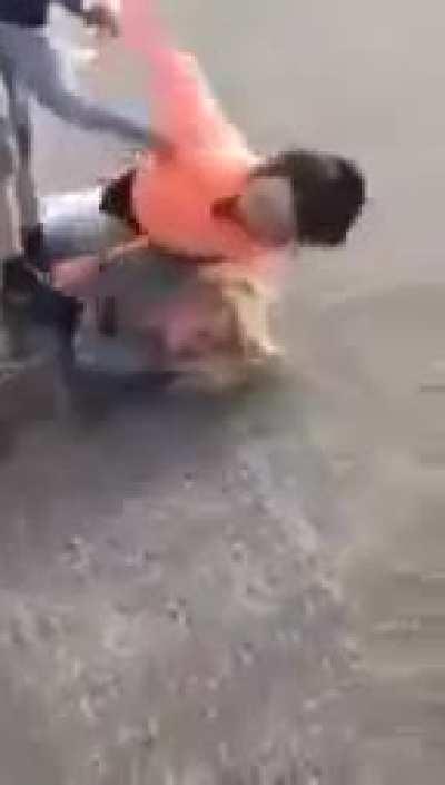 They ran a fight train on her lol