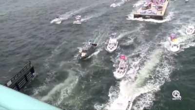 Red Wave Rising: Absolute mad lads floating a barge in the Trump Boat Parade