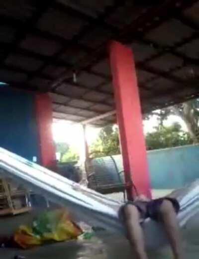 Trying to do a 360 in a hammock. What could go wrong.