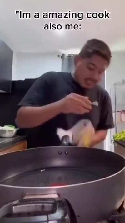 man is getting cooked instead cooking