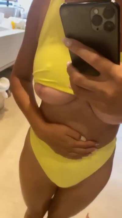 Showing off that post surgery underboob